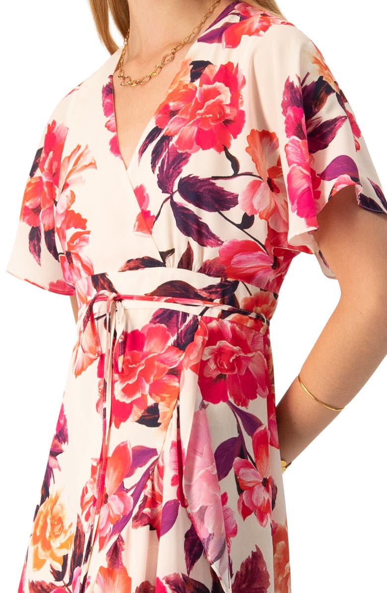 IVONNE Crossed V-Neck Wrap Floral Maxi Dress, Alternate, color, Ivory