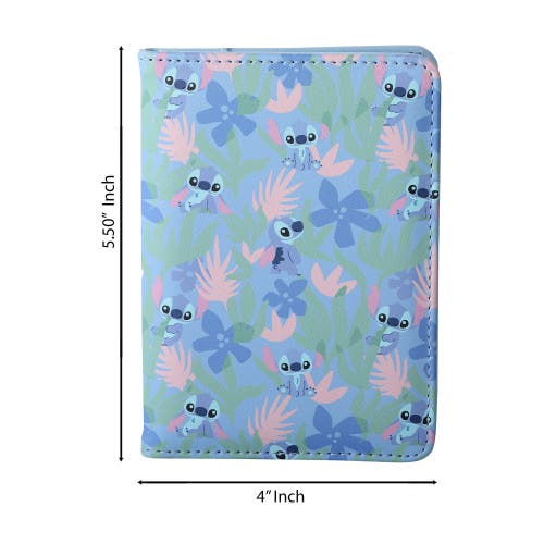 Disney Stitch Light Tropical Passport Case In Blue