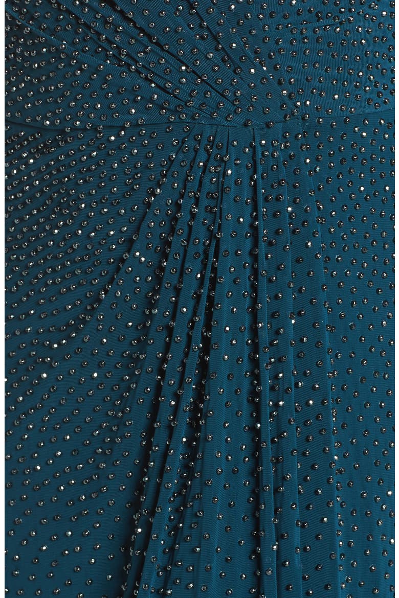 Beaded Twist Knot Waist Gown, Alternate, color, DEEP TEAL