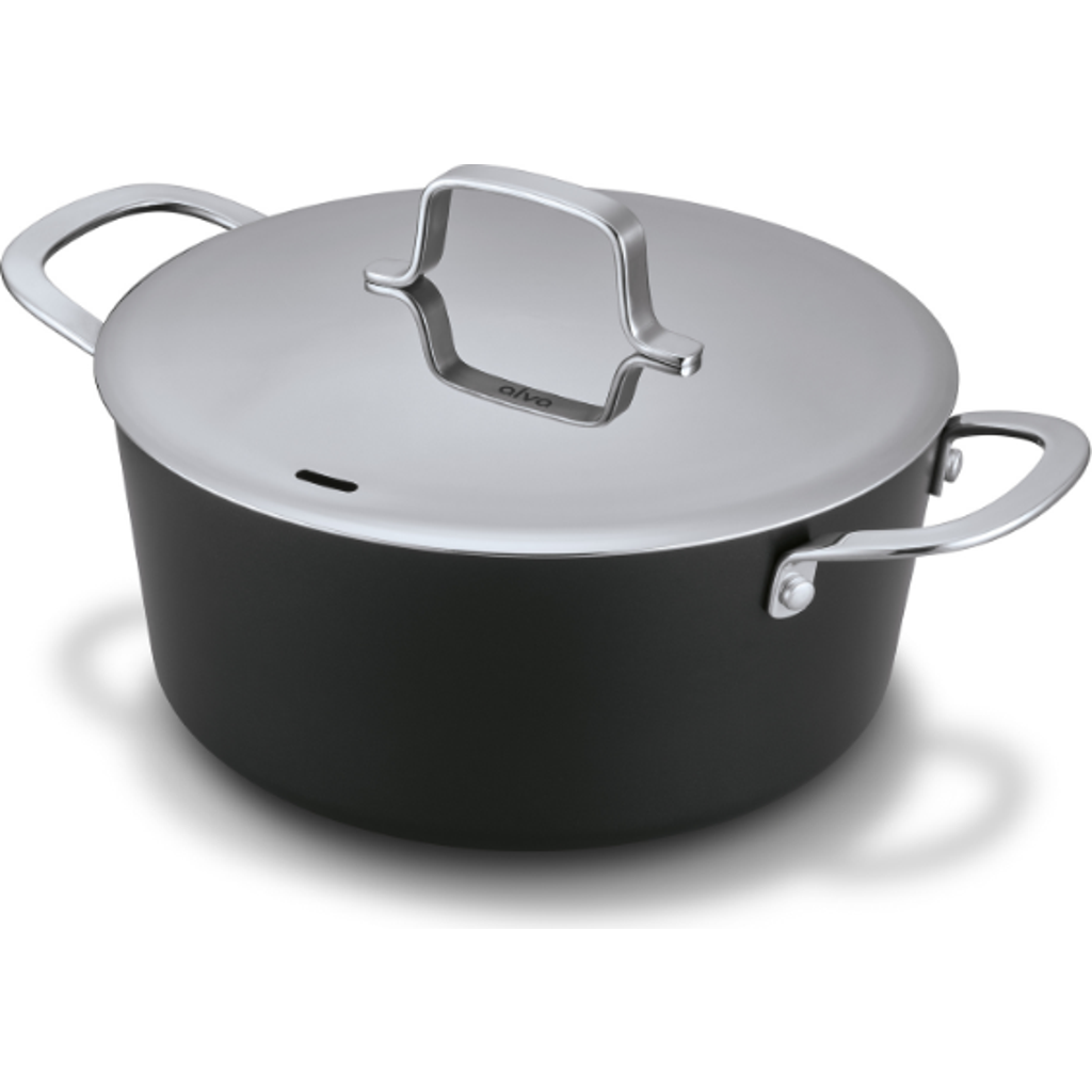 Alva Maestro Nonstick Stock Pot With Lid In Black