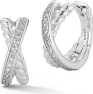 GLAZE JEWELRY Cubic Zirconia Crisscross Huggie Hoop Earrings