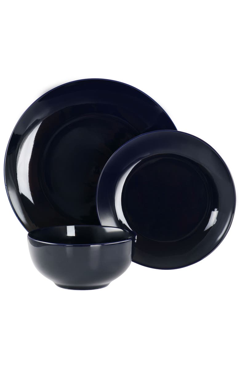 Elama Luna 18 Piece Porcelain Dinnerware Set, Alternate, color, Blue