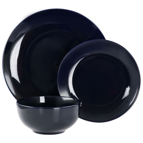 Elama Luna 18 Piece Porcelain Dinnerware Set In Blue