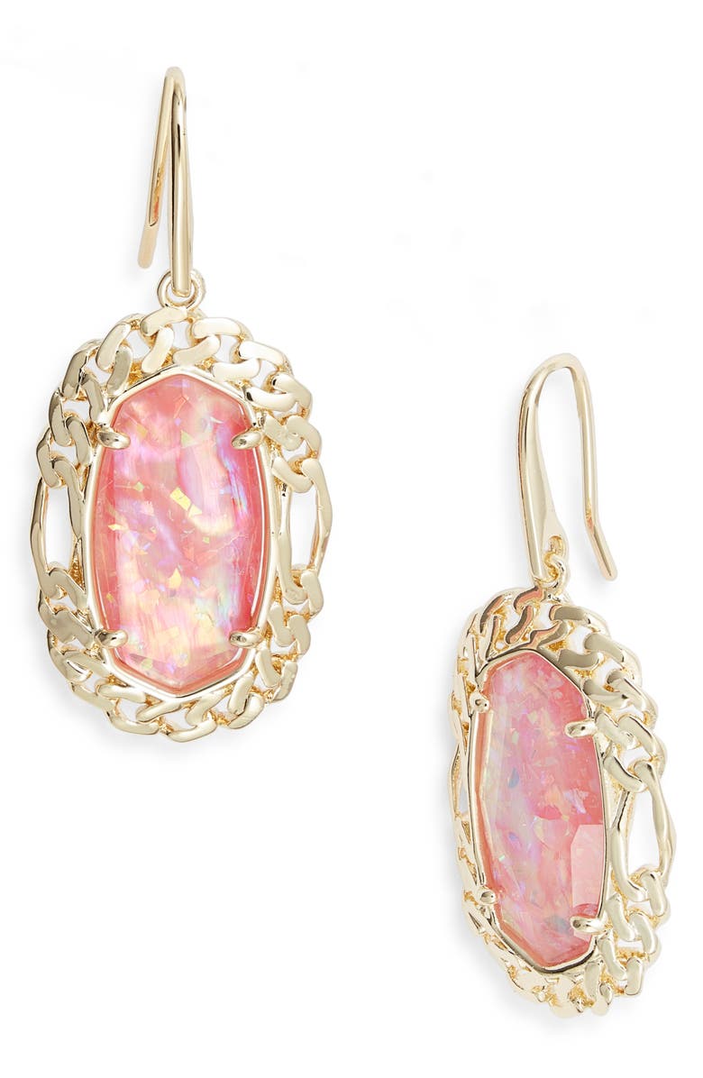 Kendra Scott Dani Figaro Frame Drop Earring, Main, color, Gold Pink Iridescent