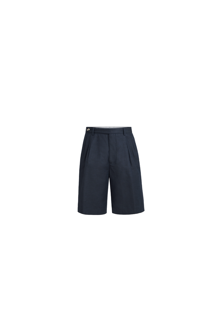 Bermuda shorts with pleats, Alternate, color, Navy Blue