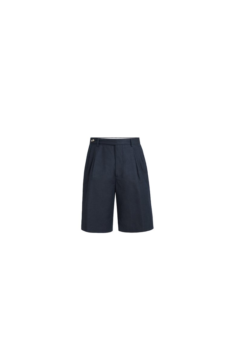 Brunello Cucinelli Bermuda shorts with pleats, Main, color, Navy Blue