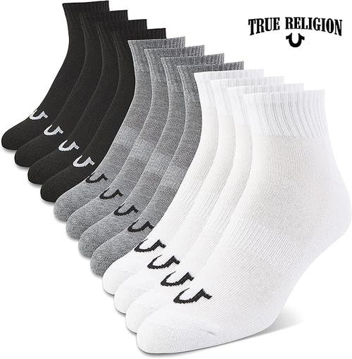 True Religion 12 Pairs Quarter Premium Athletic Ankle Socks In Multi