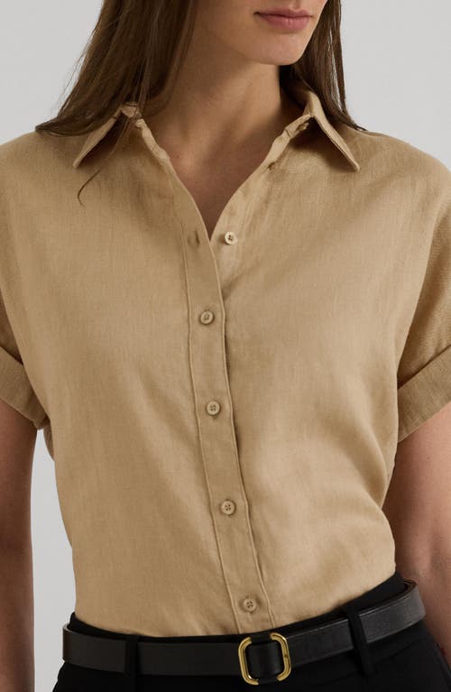 RALPH LAUREN LAUREN RALPH LAUREN SHORT SLEEVE LINEN BUTTON-UP SHIRT
