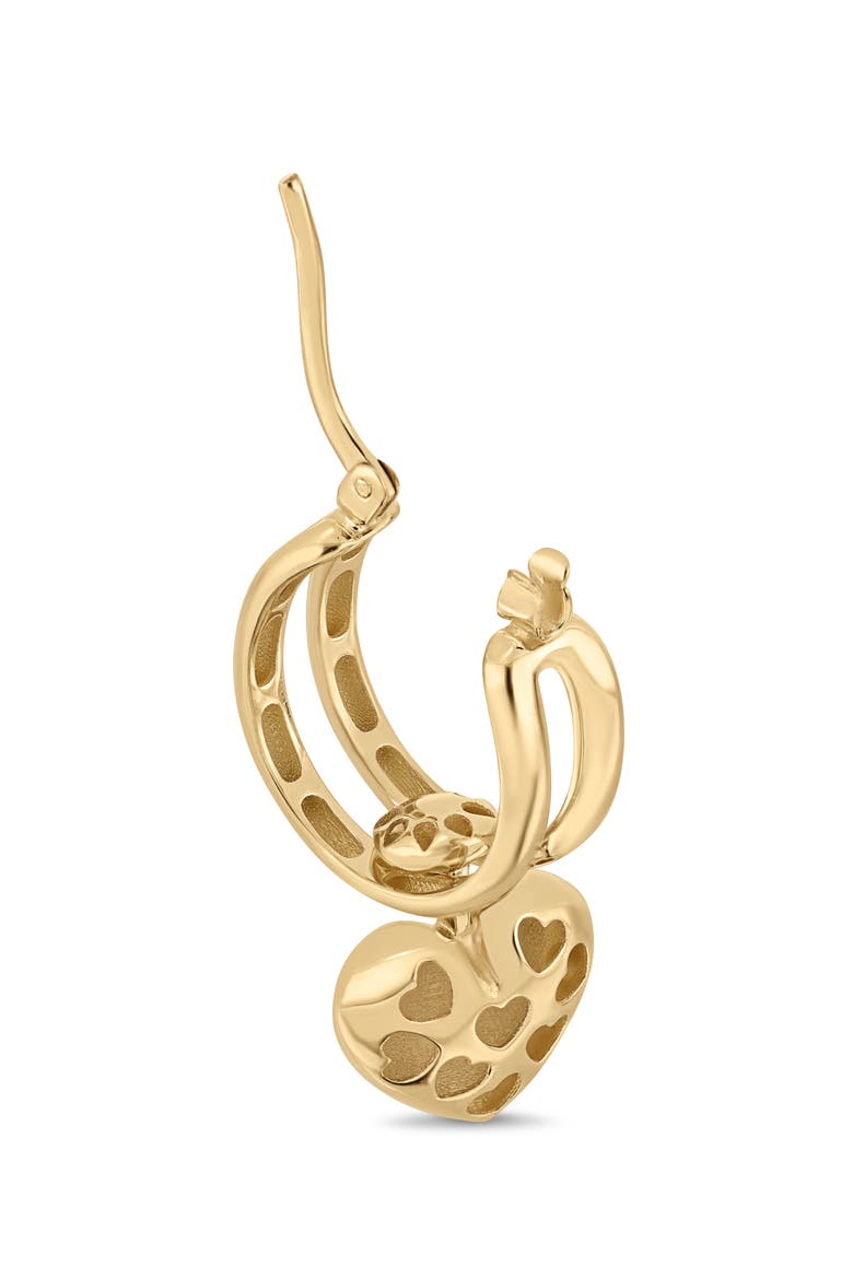 14k Gold Heart Charm Hoop Earrings, Alternate, color, 14K YELLOW GOLD