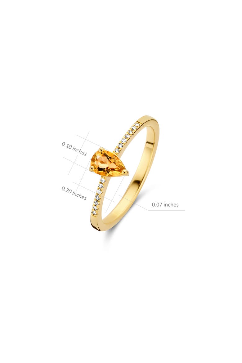 Felice Diamond Ring | 14 natural diamonds - 1 citrine gemstone | 925 Sterling Silver | Ring | 7 | Yellow 18k-Gold Plated, Alternate, color, Yellow 18k Gold Plated