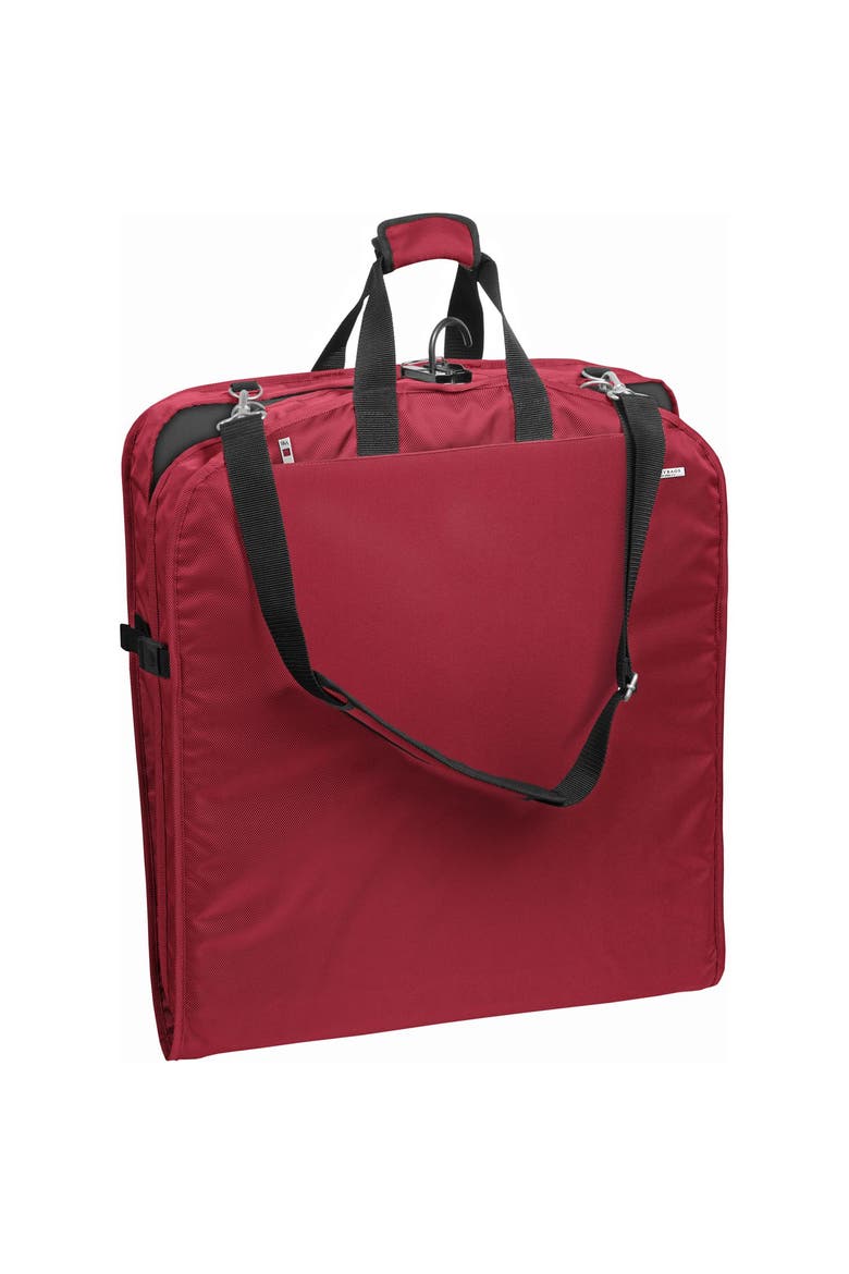 42" Premium Travel Garment Bag with shoulder strap and two large pockets, Main, color, Red