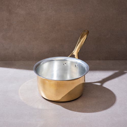 P-tal Brass Saucepan With Insulated Handle In Brown