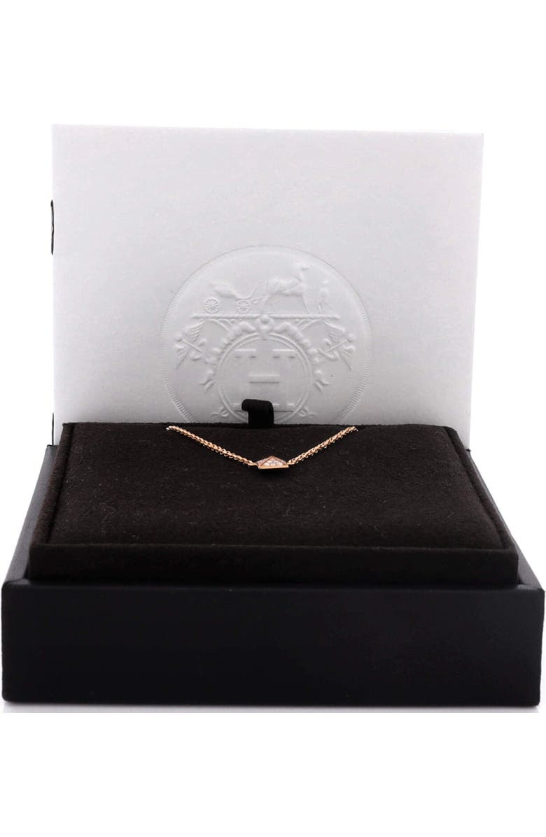 Pre-Owned Hermes Clou d'H Pendant Necklace 18K Rose Gold with Diamonds Small, Alternate, color, Rose Gold