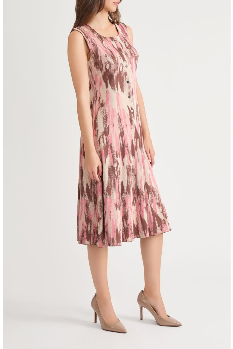 Brushstroke Jacquard Sleeveless Dress, Alternate, color, HONEY SUCKLE/ CHARMEUSE/ MULTI