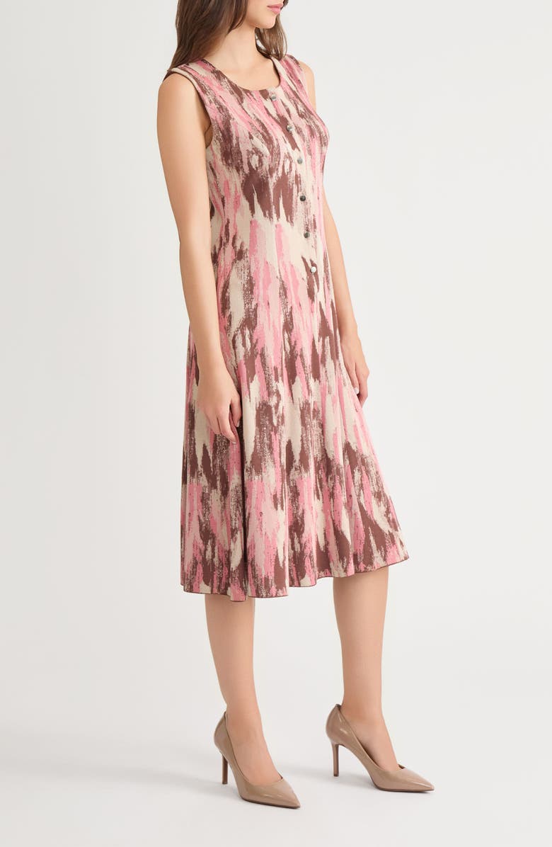 Misook Brushstroke Jacquard Sleeveless Dress, Alternate, color, Honey Suckle/ Charmeuse/ Multi