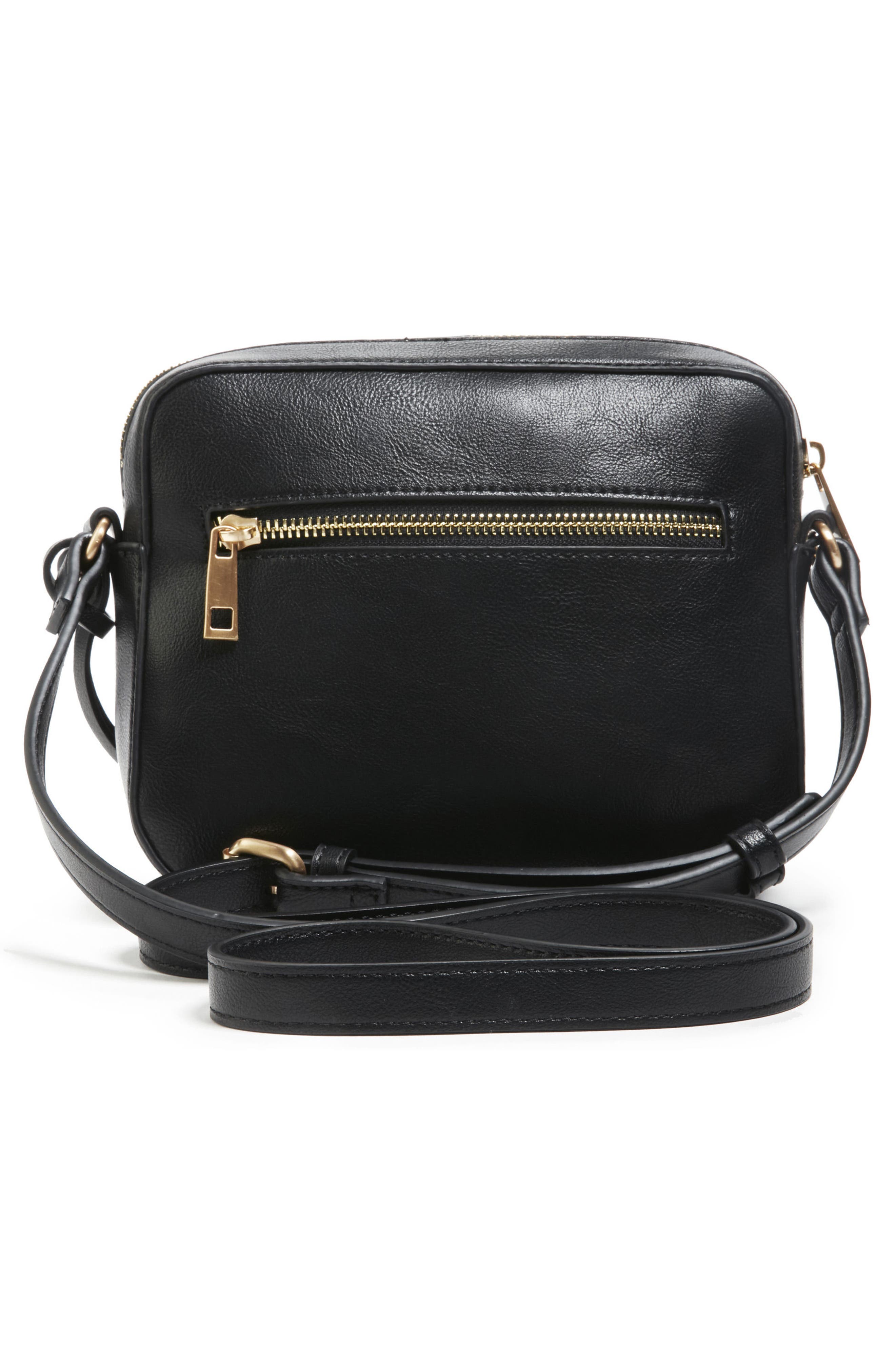 Faux Leather Camera Crossbody Bag, Alternate, color, BLACK