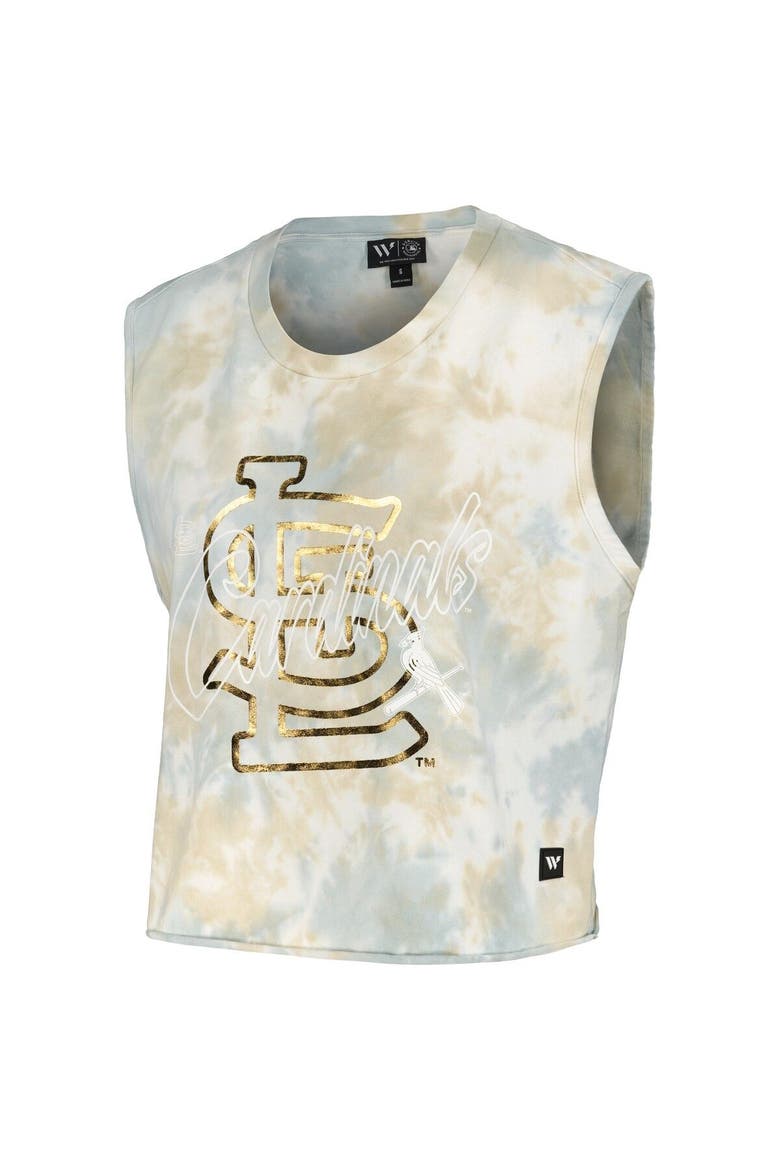 Women's The Wild Collective White St. Louis Cardinals Washed Muscle Tank Top, Alternate, color, White