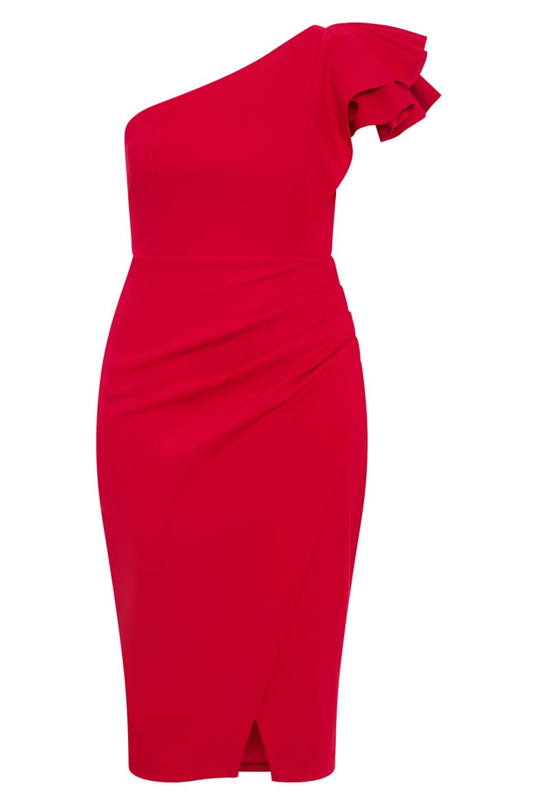 Milani One-Shoulder Cocktail Dress, Alternate, color, LOVE RED