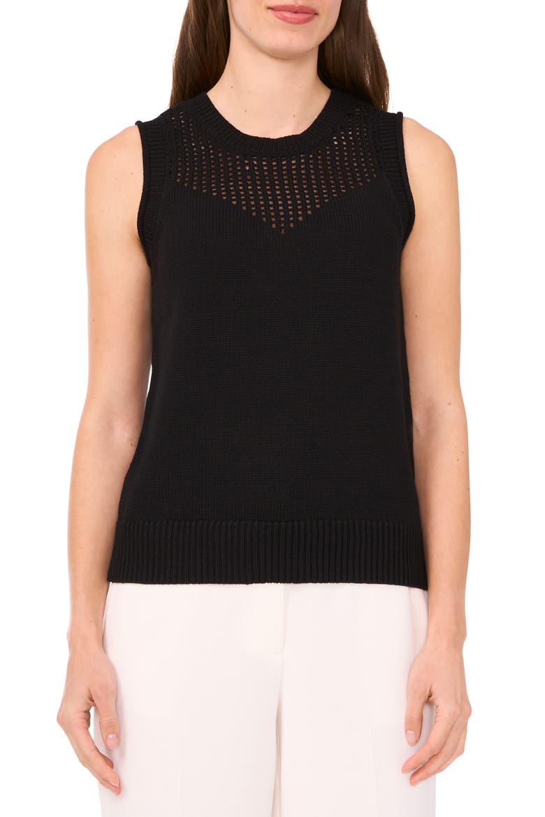 Cotton Sleeveless Sweater, Main, color, RICH BLACK