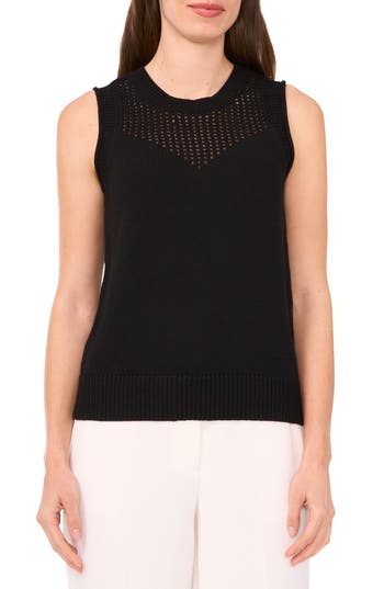 Halogen ® Open Stitch Sleeveless Sweater In Black