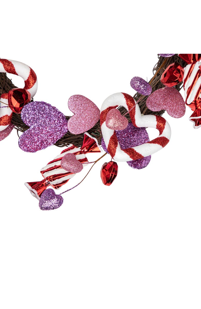 Northlight Candies and Hearts Valentine's Day Wreath - 16" - Pink and Purple, Alternate, color, Pink