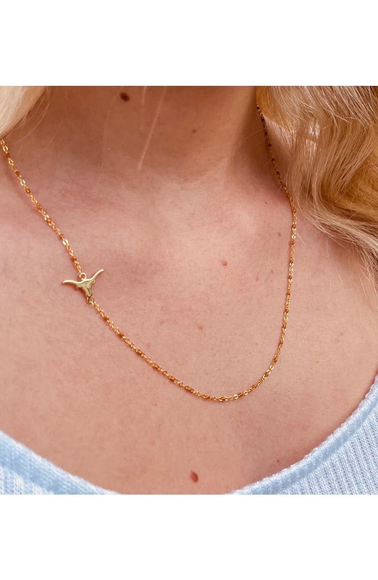 Color Shout University Of Texas Side Necklace, Alternate, color, Yellow Gold