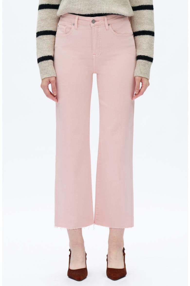 Raw Hem High Waist Crop Relaxed Straight Leg Jeans, Main, color, PINK