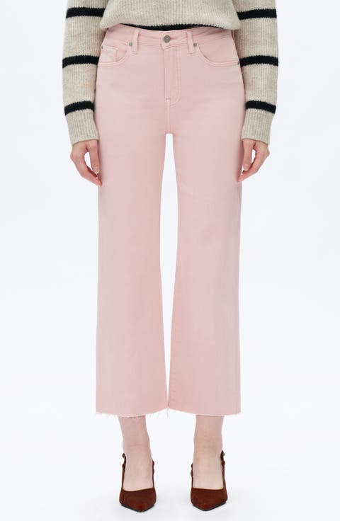 新品【eL】Highrise straight denim pants pink AREA crystal-embellished high-rise straight-leg Jeans | Pink