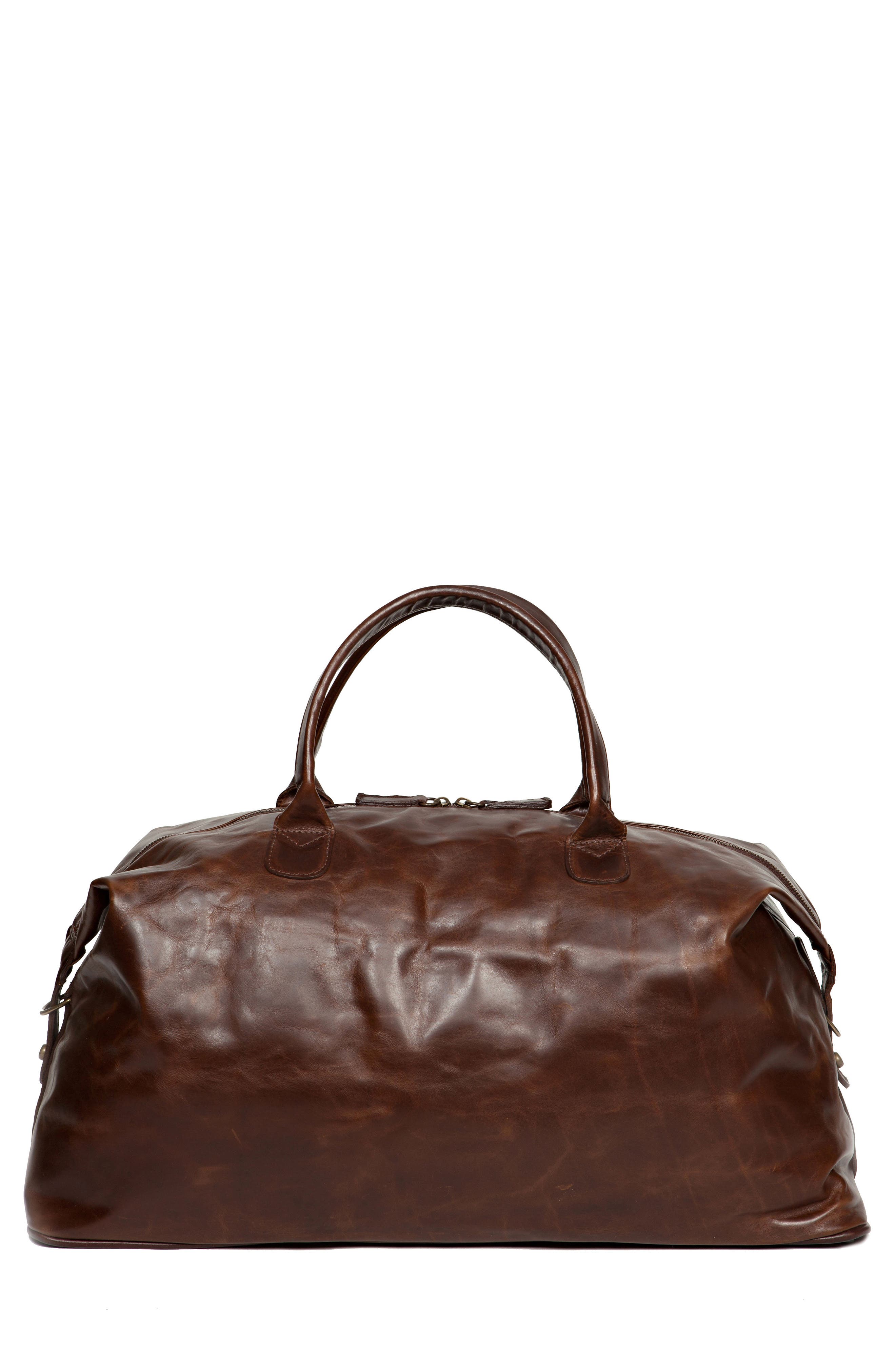 Benedict Leather Duffle Bag, Main, color, BROMPTON BROWN