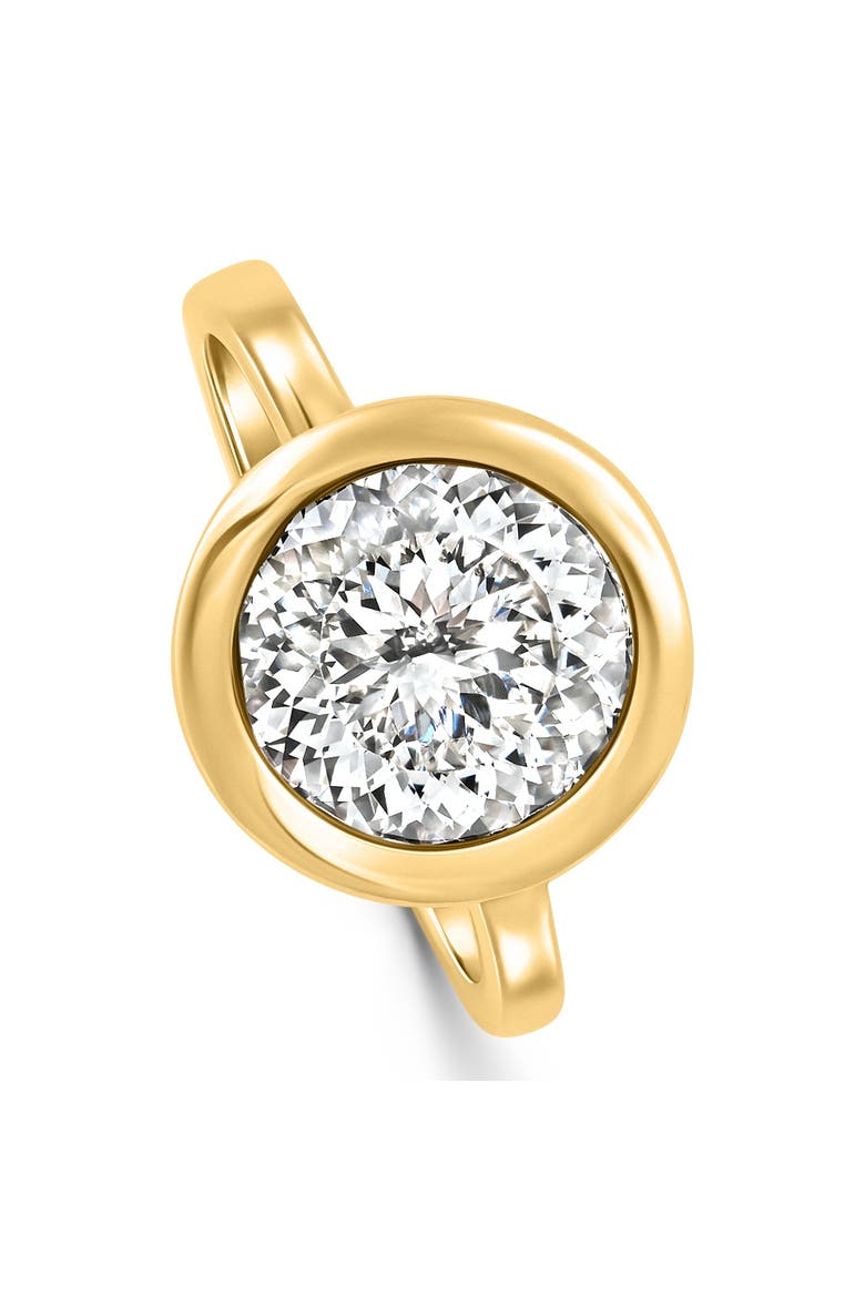Certified 3.02Ct Portuguese Cut Bezel Diamond Engagement Ring Gold Lab Grown, Alternate, color, 14k Yellow Gold