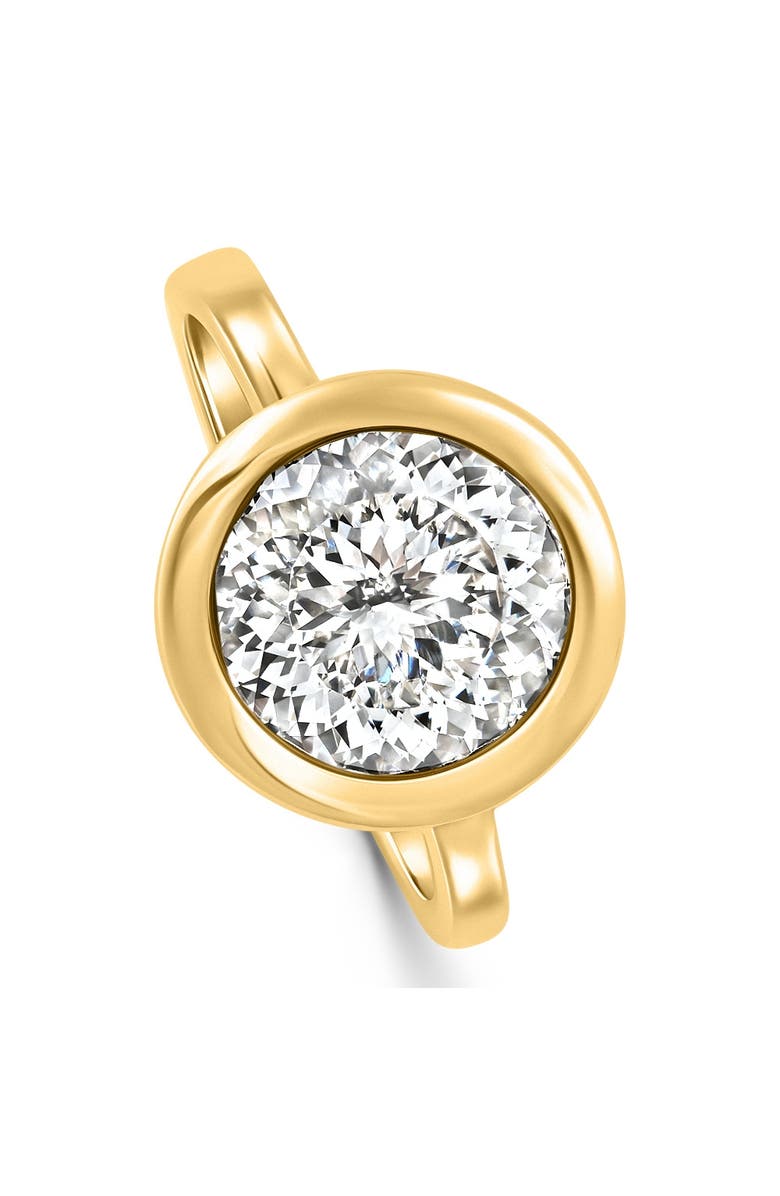 Bliss Diamond Certified 3.02Ct Portuguese Cut Bezel Diamond Engagement Ring Gold Lab Grown, Alternate, color, 14K Yellow Gold