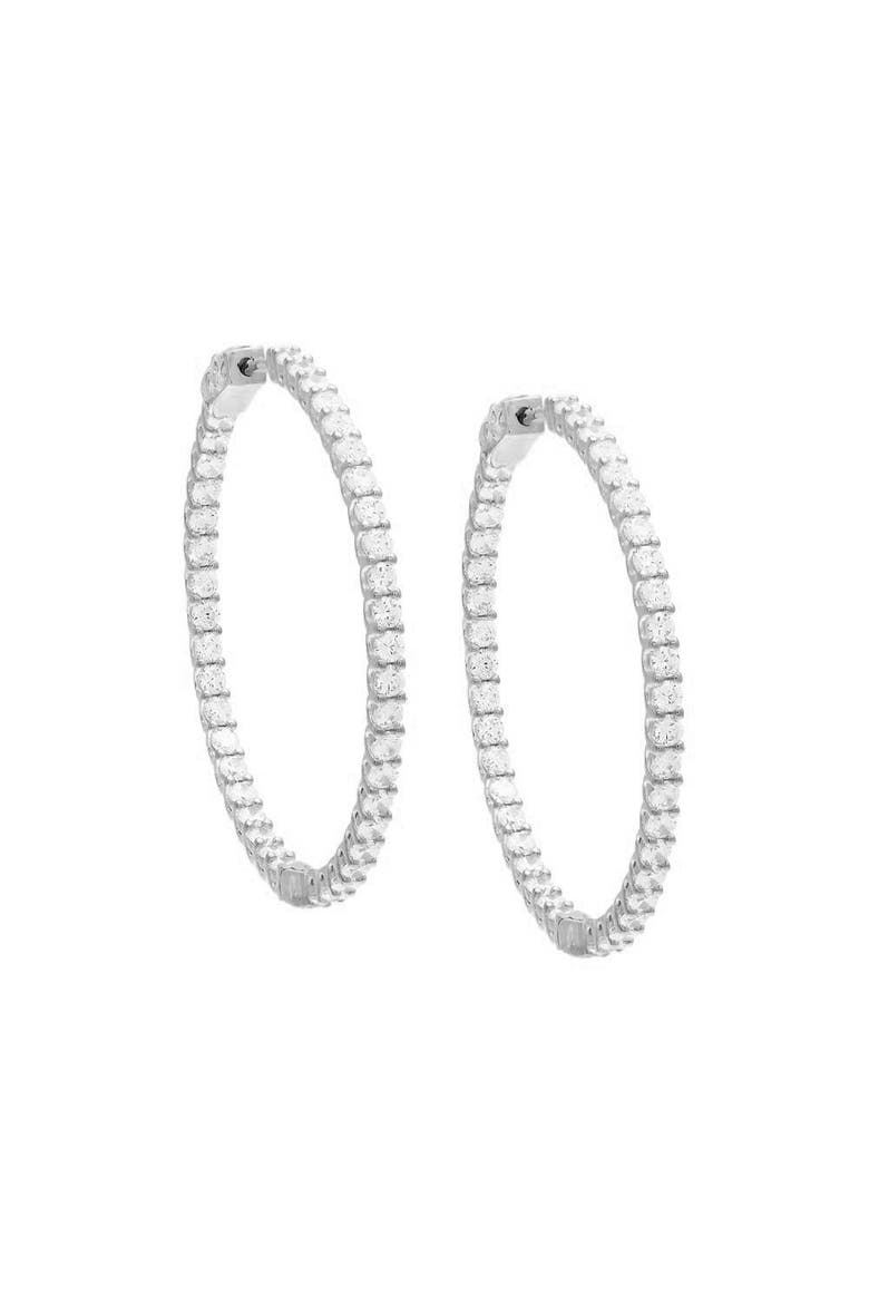 CZ Thin Round Hoop Earring, Main, color, Silver