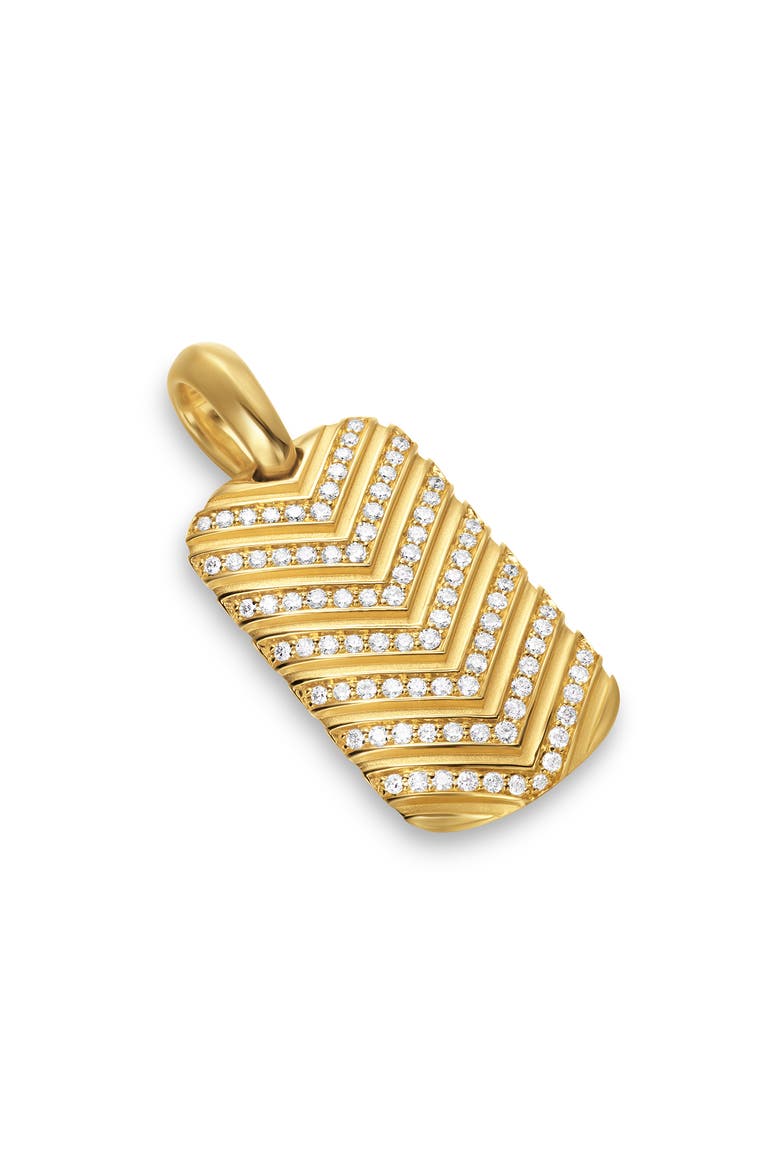 Men's Chevron Tag in 18K Yellow Gold with Diamonds, 27mm, Alternate, color, GOLD