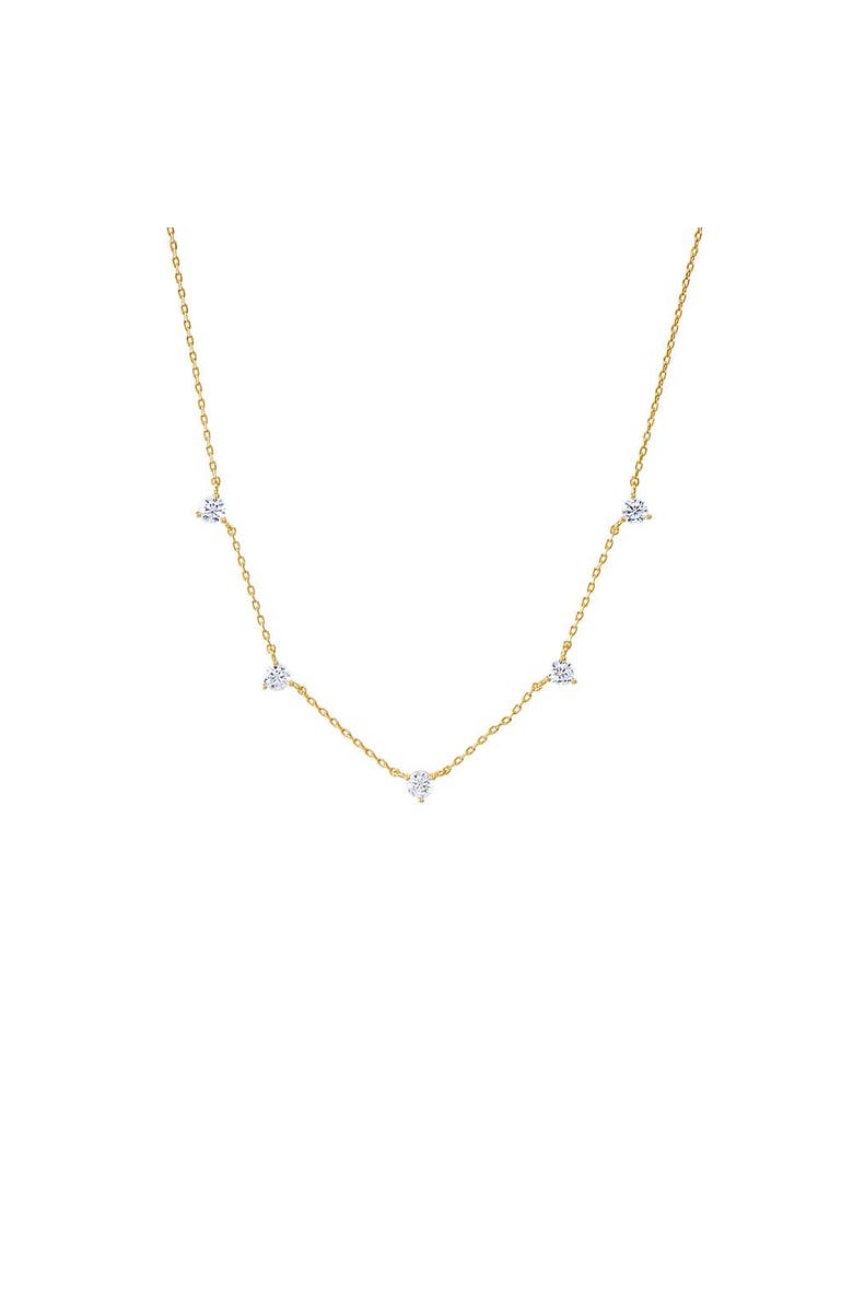 BY ADINA EDEN Scattered CZ Solitaire Three Prong Necklace, Main, color,