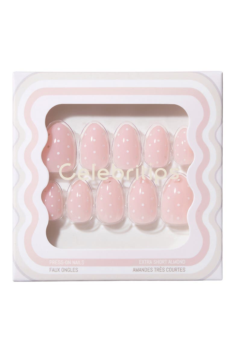 Extra Short Almond Press-On Nails, Main, color, BABY PINK DOT