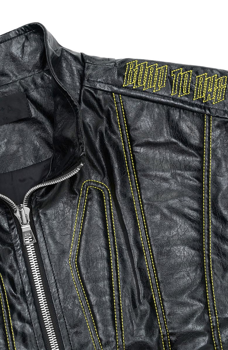 RtA Noe Faux Leather Biker Vest, Alternate, color, Black