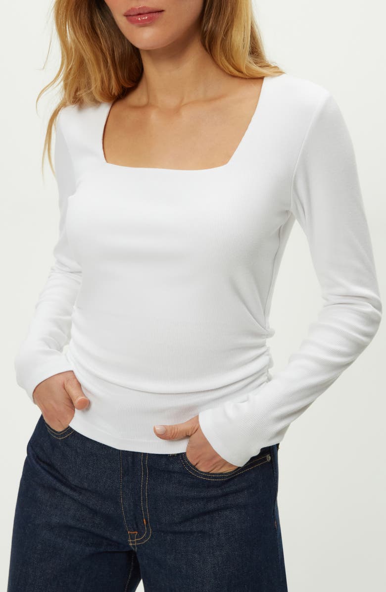 Michael Stars Sarah Long Sleeve Square Neck T-Shirt, Main, color, White