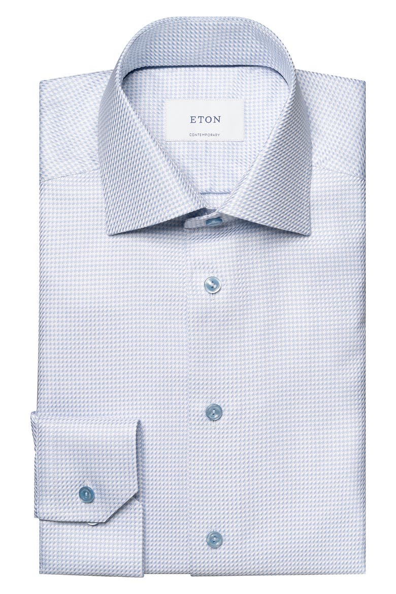 Contemporary Fit Houndstooth Dress Shirt, Main, color, LIGHT BLUE