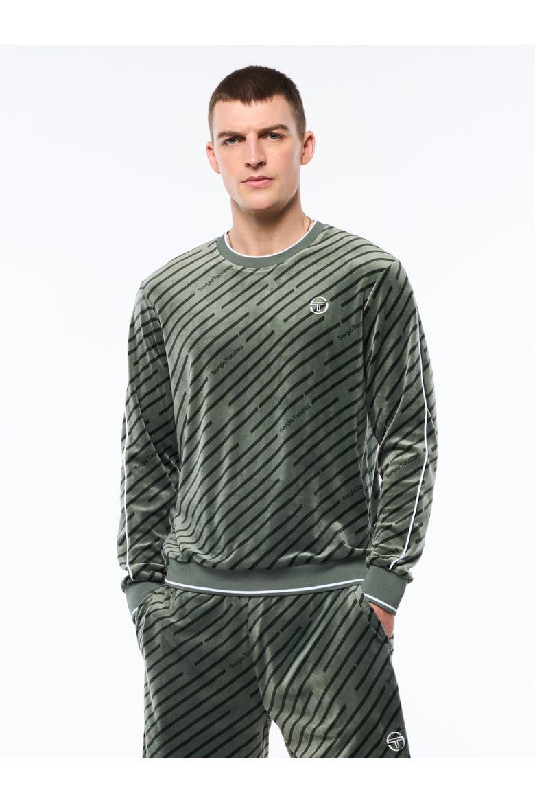 Obliquo Velour Crewneck, Main, color, AGAVE GREEN