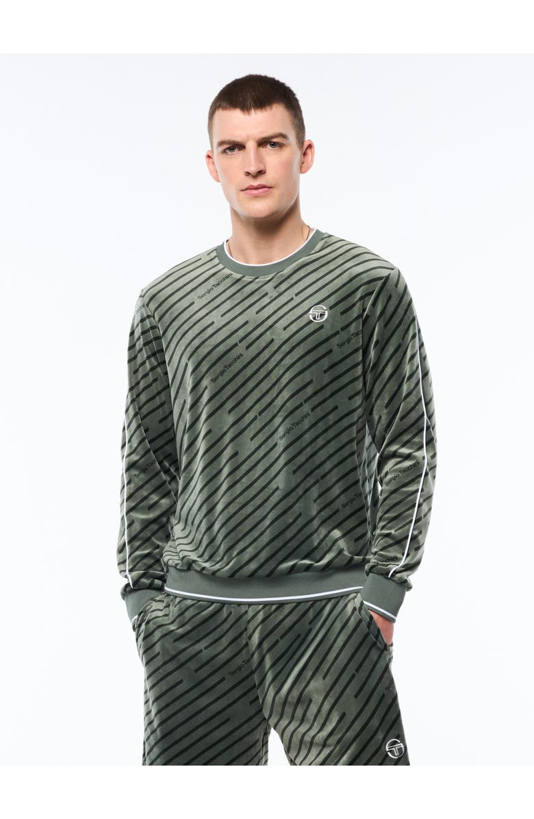 Sergio Tacchini Obliquo Velour Crewneck, Main, color, Agave Green