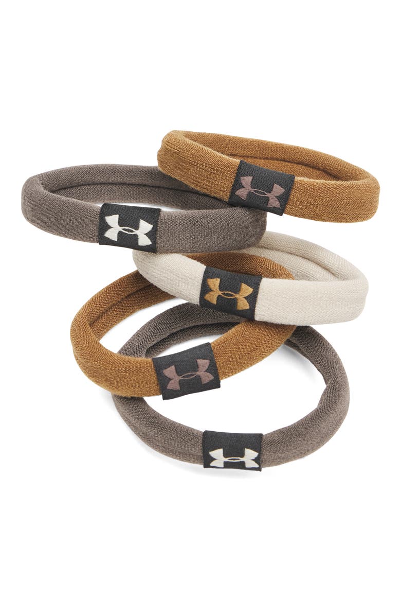 5-Pack Assorted Performance Hair Ties, Alternate, color, PEPPERCORN/KHAKI BASE