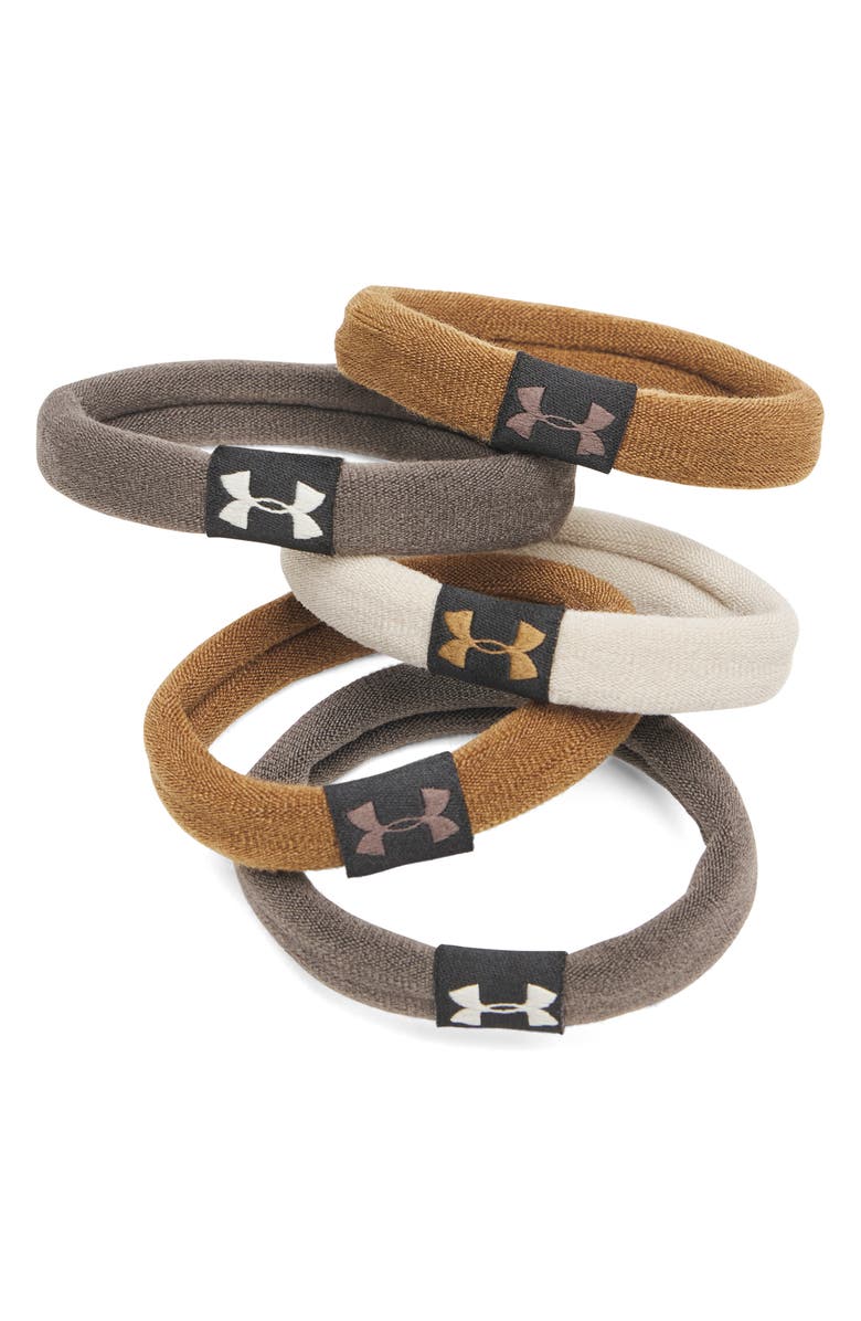 Under Armour 5-Pack Assorted Performance Hair Ties, Alternate, color, Peppercorn/Khaki Base