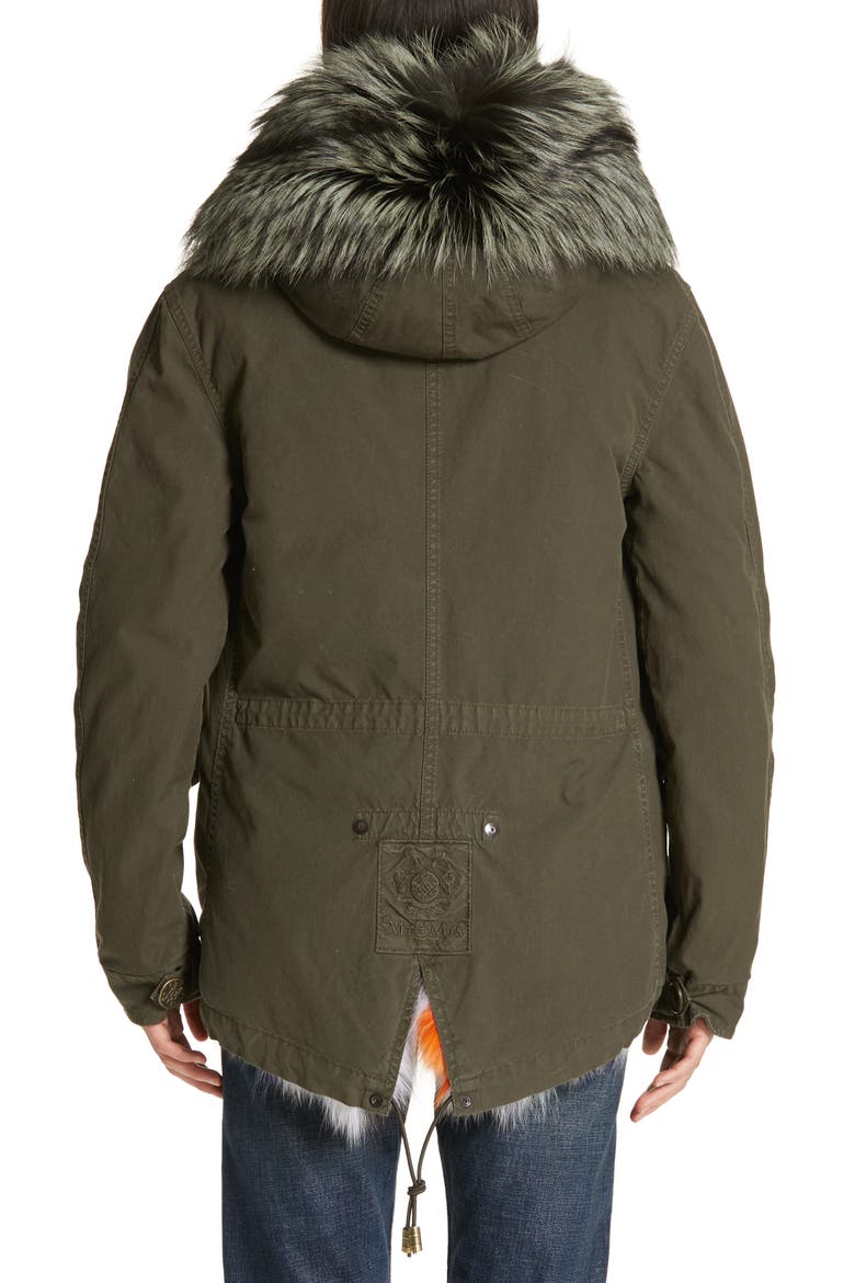 Genuine Fox Fur Trim Parka, Alternate, color, ARMY