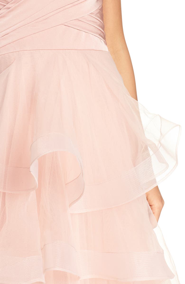 La Femme Strapless Layered Tulle Gown, Alternate, color,