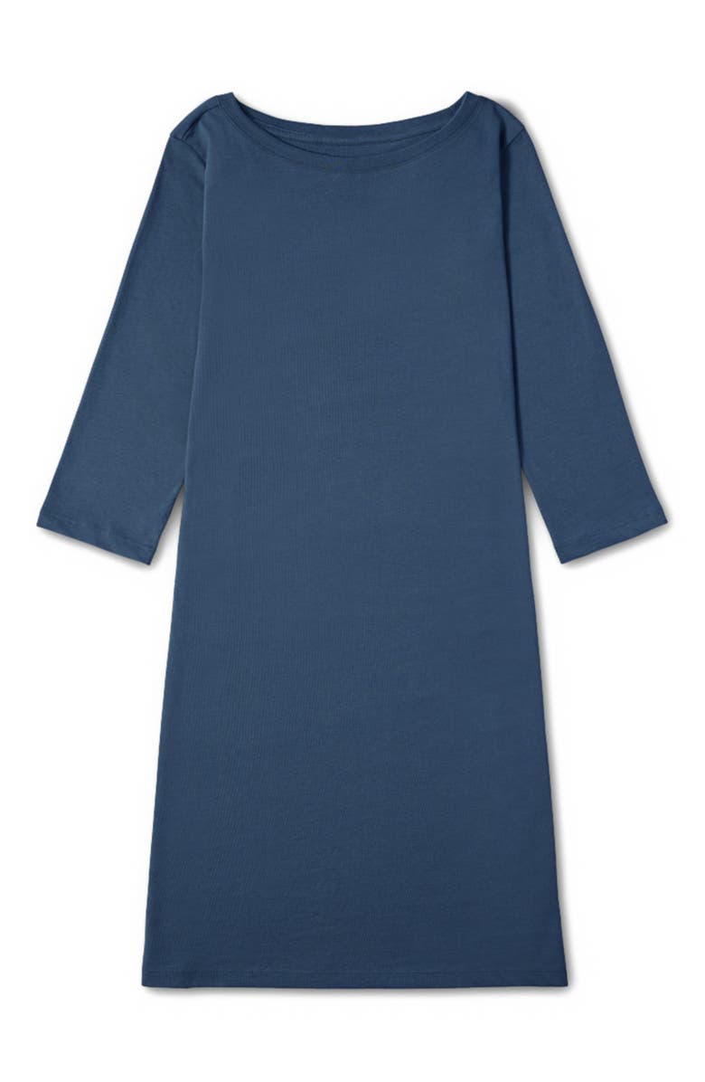 Pact Organic Cotton Softspun Boat Neck Dress, Alternate, color, French Navy