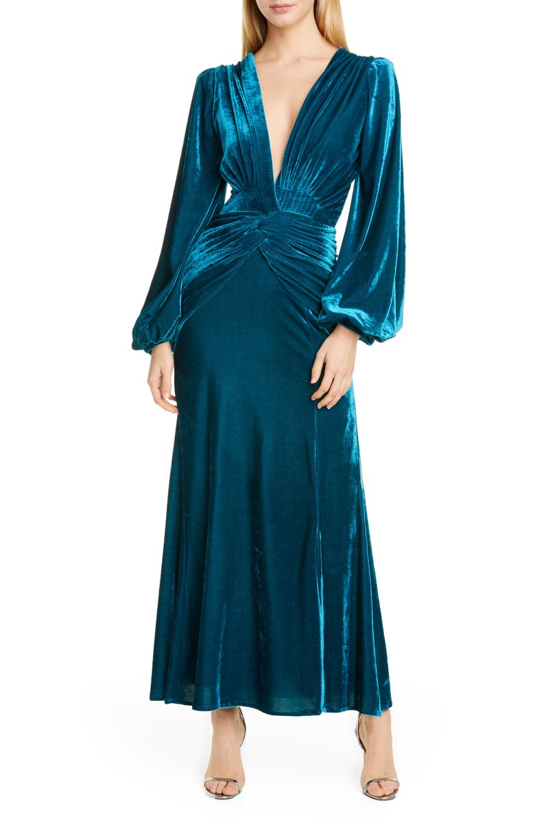PatBO Long Sleeve Velvet Gown, Main, color,
