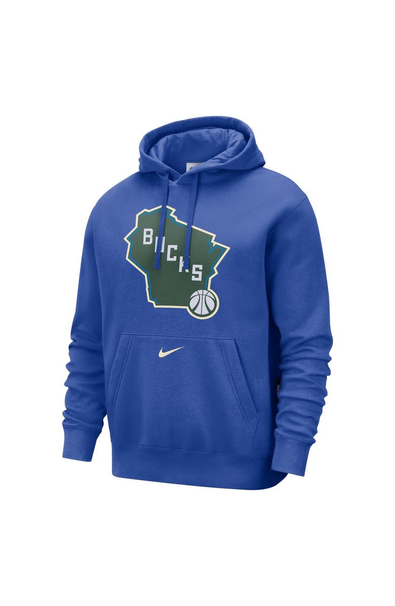 Nike Men's Nike Royal Milwaukee Bucks 2024/25 City Edition Essential Club Pullover Hoodie, Alternate, color, 