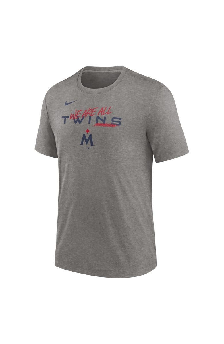 Nike Men's Nike Heather Charcoal Minnesota Twins We Are All Tri-Blend T-Shirt, Alternate, color, Heather Gray