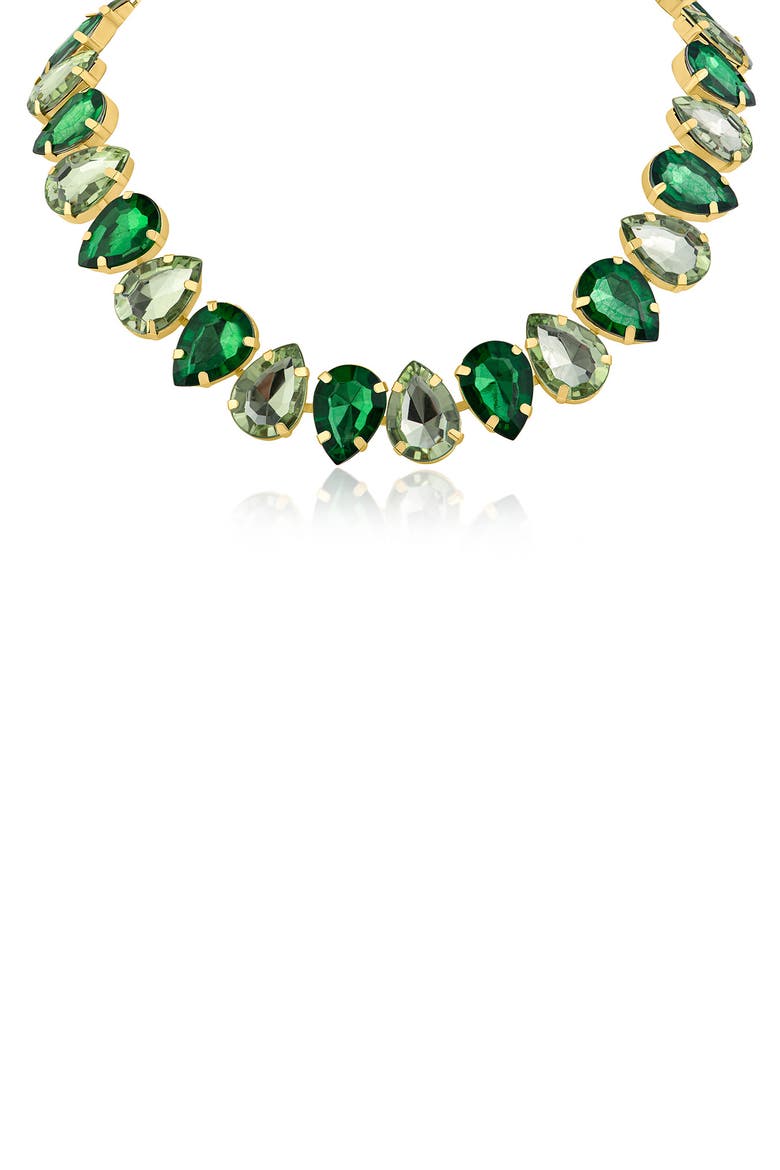 Crystal Teardrop Statement Necklace (Nordstrom Exclusive), Main, color, GREEN/ GOLD