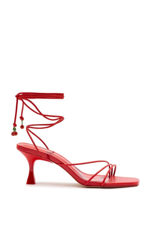 Larroude Women's Nadia Square Toe Strappy Mid Heel Sandals In Red